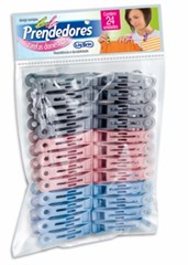 PRENDEDOR ROUPAS PLAST COM 24UNIDADES CORES