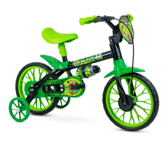BICICLETA INFANTIL NATHOR ARO 12 BLACK DE 2 A 5 ANOS COR PRETO/VERDE