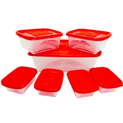 JOGO POTE PLASTICO RETANGULAR C/TAMPA 7PCS TRANSPARENTE