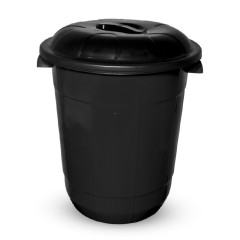 CESTO PLASTICO FECHADO REDONDO MULTIUSO C/TAMPA  E ALCA 64L CORES