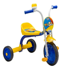 TRICICLO INFANTIL NATHOR YOU 3 BOY AZUL/AMARELO COM ACESSORIOS EM ALUMINIO
