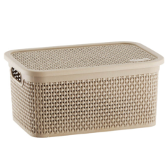 CAIXA ORGANIZADORA PLASTICO RATTAN 7,5L CAPUCCINO