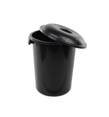 CESTO PLASTICO FECHADO REDONDO COM TAMPA 61L CORES