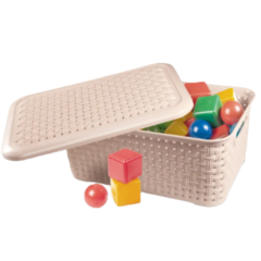 CAIXA ORGANIZADORA PLASTICO RATTAN 4L BEGE