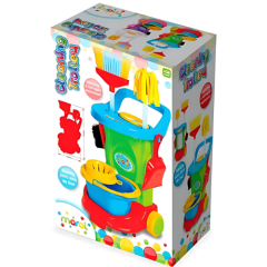KIT LIMPEZA BRINQUEDO CARRINHO LIMPEZA COLORIDO INFANTIL CLEANINH TROLLEY C/ ACESSORIOS