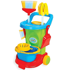 KIT LIMPEZA BRINQUEDO CARRINHO LIMPEZA COLORIDO INFANTIL CLEANINH TROLLEY C/ ACESSORIOS