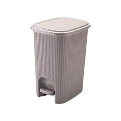 LIXEIRA RATTAN PLASTICO RETANGULAR C/ PEDAL TRAMA 12L CINZA