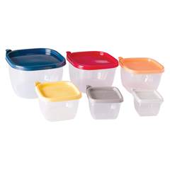 JOGO POTE PLASTICO QUADRADO CONECT C/ TAMPA 6PCS CORES