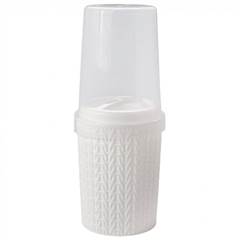 PORTA ESCOVA/CREME DENTAL PLASTICO TRAMA C/ TAMPA BRANCO