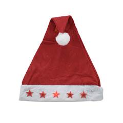 GORRO DE NATAL ESTRELAS C/LUZ 38CM VERMELHO ED501344