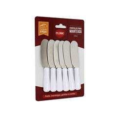 JOGO MINI ESPATULA P/ MANTEIGA PATE GELEIAS INOX CABO PLASTICO 6PCS BRANCO ED501653