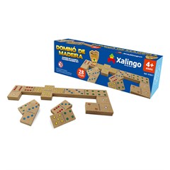 JOGO DOMINO MADEIRA PINGO COLORIDO 28PC