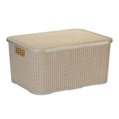 CAIXA ORGANIZADORA PLASTICO RATTAN 15L BEGE