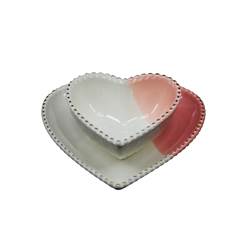 JOGO DUAS PEÇAS CORAÇÃO PORCELANA