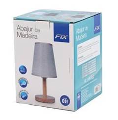 ABAJUR MESA MADEIRA CORDA CUPULA 30X15CM