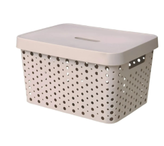 CAIXA ORGANIZADORA PLASTICO COM TAMPA  RETANGULAR 17L CINZA