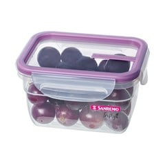 POTE HERMETICO PLASTICO RETANGULAR TRAVA 537ML LILAS