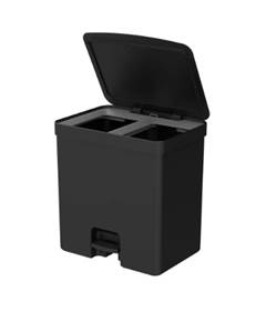 LIXEIRA PLASTICA QUADRADA C/PEDAL DUPLO COMPARTIMENTO TRIUM 20L PRETO