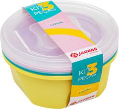 KIT POTE PLASTICO REDONDO MULTIUSO C/ TAMPA 1,22L SORTIDO