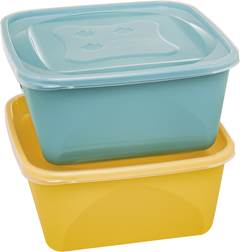 JOGO POTE PLASTICO QUADRADO MULTIUSO C/ TAMPA 2 PCS 3L CORES SORTIDA