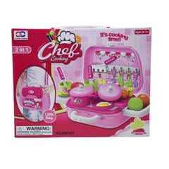 KIT MALETA CHEF COZINHA INFANTIL PORTATIL 2 IN1 25PCS ED504838
