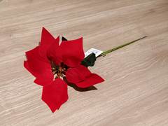 FLOR NATALINA BICO PAPAGAIO VERMELHO COM GLITTER 34CM ED506047