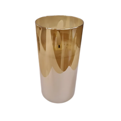 VELA LED VIDRO A PILHA 15CM AMBAR ED506586