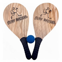 RAQUETE FRESCOBOL MADEIRA C/ BOLINHA SURF RADICAL