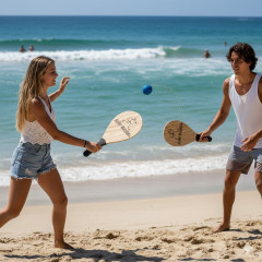 RAQUETE FRESCOBOL MADEIRA C/ BOLINHA SURF RADICAL