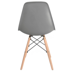 CADEIRA CHARLES EAMES PLASTICO CINZA COM PE DE MADEIRA
