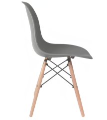 CADEIRA CHARLES EAMES PLASTICO CINZA COM PE DE MADEIRA