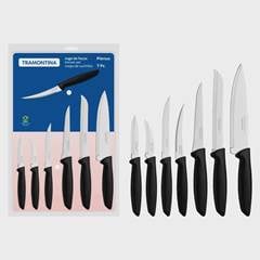 JOGO FACA PLENUS INOX CABO PLASTICO PRETO 7PCS