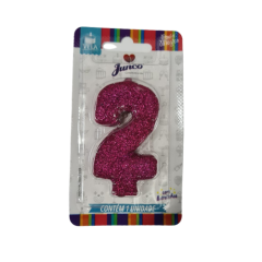 VELA ANIV C/GLITTER NR 2 7CM  RS 