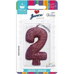 VELA ANIV C/GLITTER NR 2 7CM ROSE