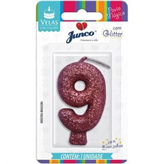 VELA ANIV C/GLITTER NR 9 7CM ROSE