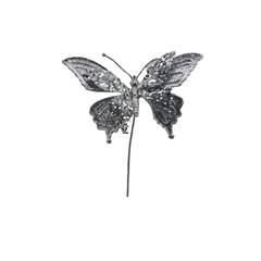 BORBOLETA PRATA DECO C/GLITTER 30CM