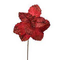 FLOR NATALINA VERMELHA C/GLITTER 45CM