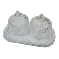 KIT BOMBONIERE C/BANDEJA VIDRO 3PCS ED507124