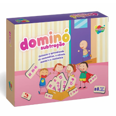 BRINQUEDO EDUCATIVO JOGO DOMINO SUBTRACAO MADEIRA 28 PCS