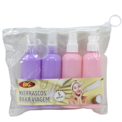 KIT FRASCOS PLASTICO PARA VIAGEM 5PC CORES ED507096