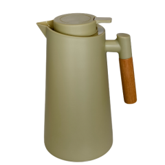 GARRAFA CAFE /CHA TERMICA PLASTICA A VACUO C/ CABO MADEIRA 1L VERDE ED507590