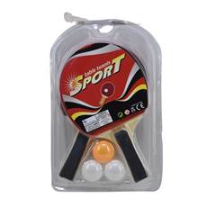 KIT RAQUETE TENIS MESA COM BOLINHA 5PC CORES ED57286