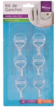 KIT GANCHO ADESIVO HOLD PT 6PCS 5CM