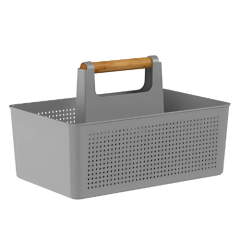 CESTO ORGANIZADOR PLASTICO FLOW MULTIUSO C/ ALCA BAMBU 8L CHUMBO