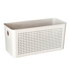 CESTO ORGANIZADOR PLASTICO FLOW MULTIUSO S/ TAMPA 27X12X13CM BEGE