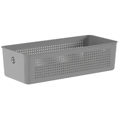 CESTO ORGANIZADOR PLASTICO FLOW MULTIUSO S/ TAMPA 34X15X9CM CHUMBO