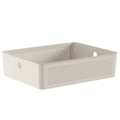 CESTO ORGANIZADOR PLASTICO FLOW MULTIUSO S/ TAMPA 34X27X9CM BEGE
