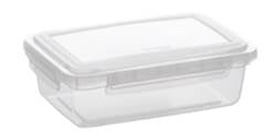 POTE PLASTICO RETANGULAR C/ TAMPA TRAVA 450ML TRANSPARENTE
