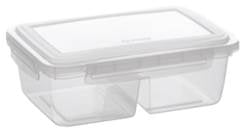 POTE PLASTICO RETANGULAR C/TAMPA TRAVA DIVISORIA 1,25L TRANSPARENTE