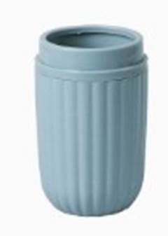 PORTA ESCOVA CANELATTA PLASTICO RENDONDO CINZA
